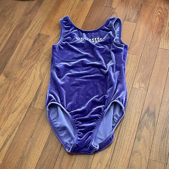 GK Elite Sportswear Purple Velour Gem Front Leotard Size Adult Large - Picture 1 of 11
